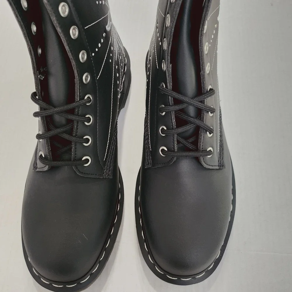 Mens Size 12 Dr. Martens Platform Boots 1460 Solar Flare Reclaimed Leather Black